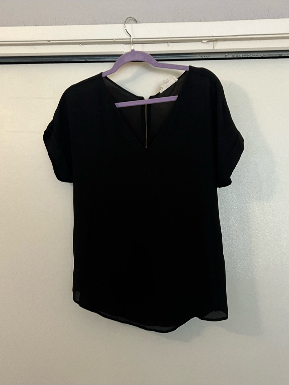 Hippie Rose Black V-Neck Short Sleeve Blouse
